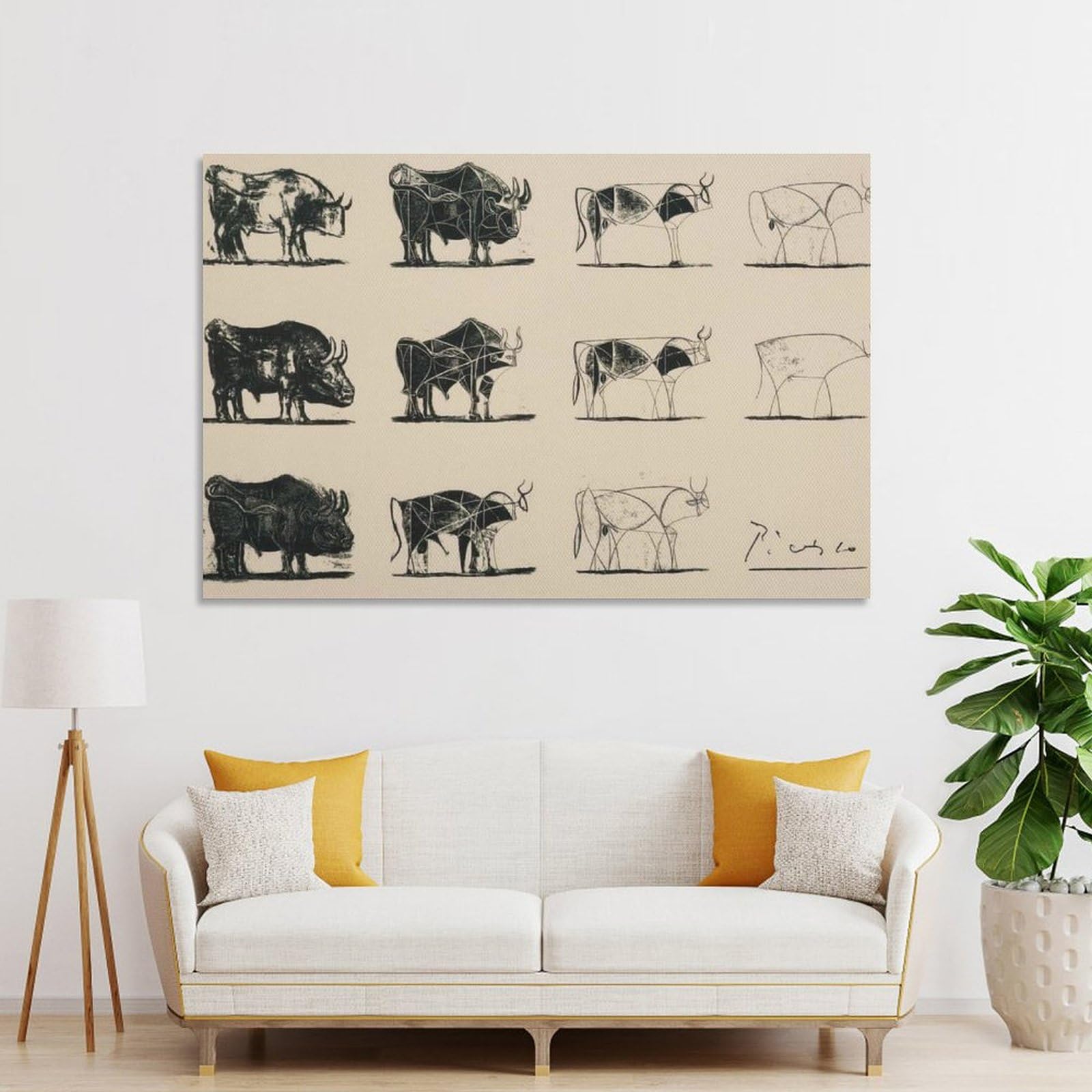 Amazon.co.jp: ピカソの有名な絵画インテリア「雄牛」の簡略化された